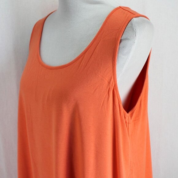 Linea Louis Dell Olio Mixed Media Swing Tank Top Womens Sz L Orange Chiffon Trim - Picture 4 of 7